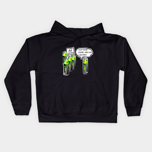 AA BATTERY FUNNY Kids Hoodie by manal